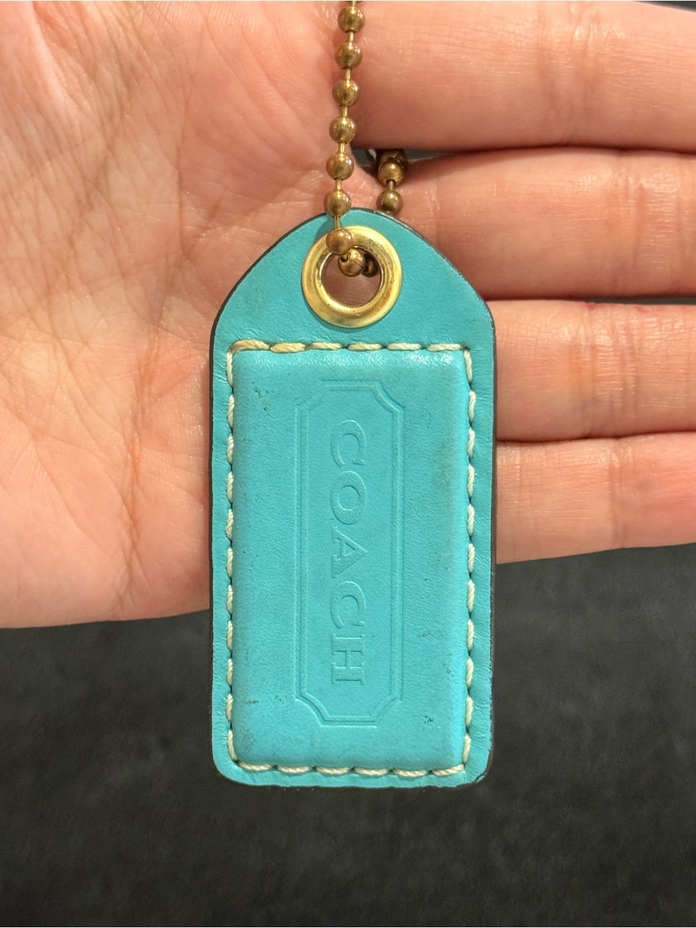 2.5" Medium Y2K Coach Leather Key Fob Bag Charm Keychain Hang Tag/Hangtag